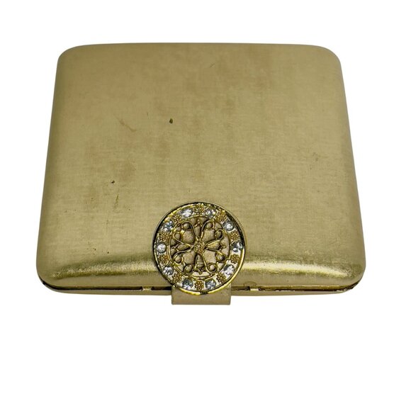 Vintage Avon Gold Tone Compact With Clear Rhinestone Clasp (5897) - Picture 2 of 11